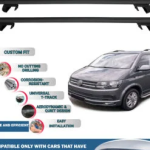 Roof Rack Cross Bars Compatible with Volkswagen T5 Transporter 2003-2015, Fits Raised Roof Rails with Gap to Car Roof, Ideal Rail Carrier for Roof Tents, 4-Piece Black