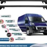 Roof Rack Cross Bars Compatible with Fiat Ducato 2006-2014, Fits Raised Roof Rails with Gap to Car Roof, Ideal Rail Carrier for Roof Tents, 4-Piece Black