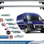 Roof Rack Cross Bars Compatible with Fiat Ducato 2006-2014, Fits Raised Roof Rails with Gap to Car Roof, Ideal Rail Carrier for Roof Tents, 4-Piece Silver