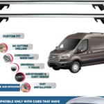Roof Rack Cross Bars Compatible with Ford Transit And Van 2014-2024, Fits Raised Roof Rails with Gap to Car Roof, Ideal Rail Carrier for Roof Tents, 4-Piece Silver