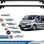 Roof Rack Cross Bars Compatible with Opel Vivaro 2001-2014, Fits Raised Roof Rails with Gap to Car Roof, Ideal Rail Carrier for Roof Tents, 4-Piece Black