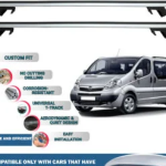 Roof Rack Cross Bars Compatible with Opel Vivaro 2001-2014, Fits Raised Roof Rails with Gap to Car Roof, Ideal Rail Carrier for Roof Tents, 4-Piece Silver