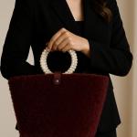 Knot Wine Pearl Tote Hand Made Bag