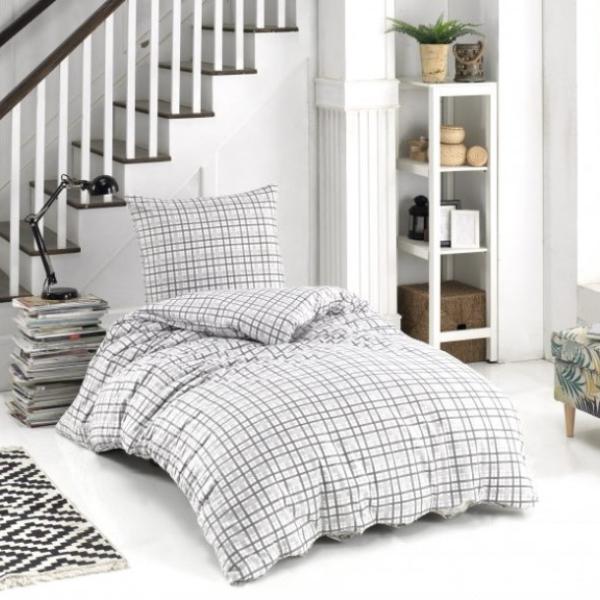 Bellamons Flannelette Single Quilt Duvet Cover Set With Pillowcases – Grey Stripe
