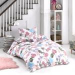 Bellamons Flannelette Single Quilt Duvet Cover Set With Pillowcases – Flower on White