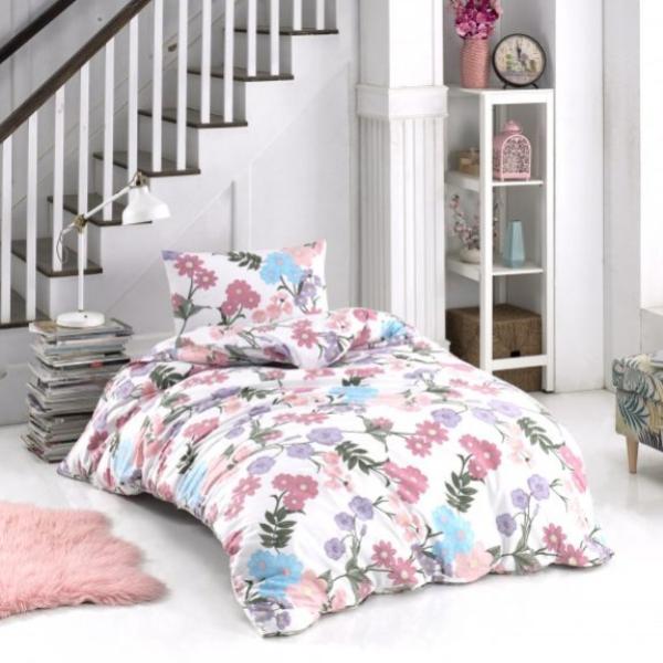 Bellamons Flannelette Single Quilt Duvet Cover Set With Pillowcases – Flower on White