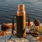 100% Genuine Leather Copper Flask Case